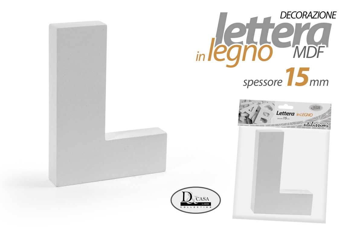 8025569835292 LETTERA L LEGNO TAVOLO MURO MDF BIANCO ALFABETO DECORAZIONE FRASE FRASI 15 cm - immagine 1