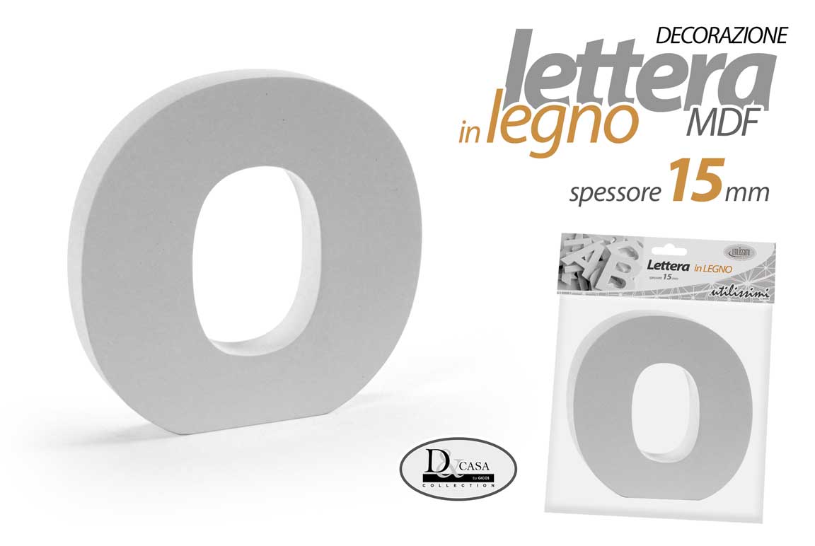 8025569835322 LETTERA O LEGNO TAVOLO MURO MDF BIANCO ALFABETO DECORAZIONE FRASE FRASI 15 cm - immagine 1