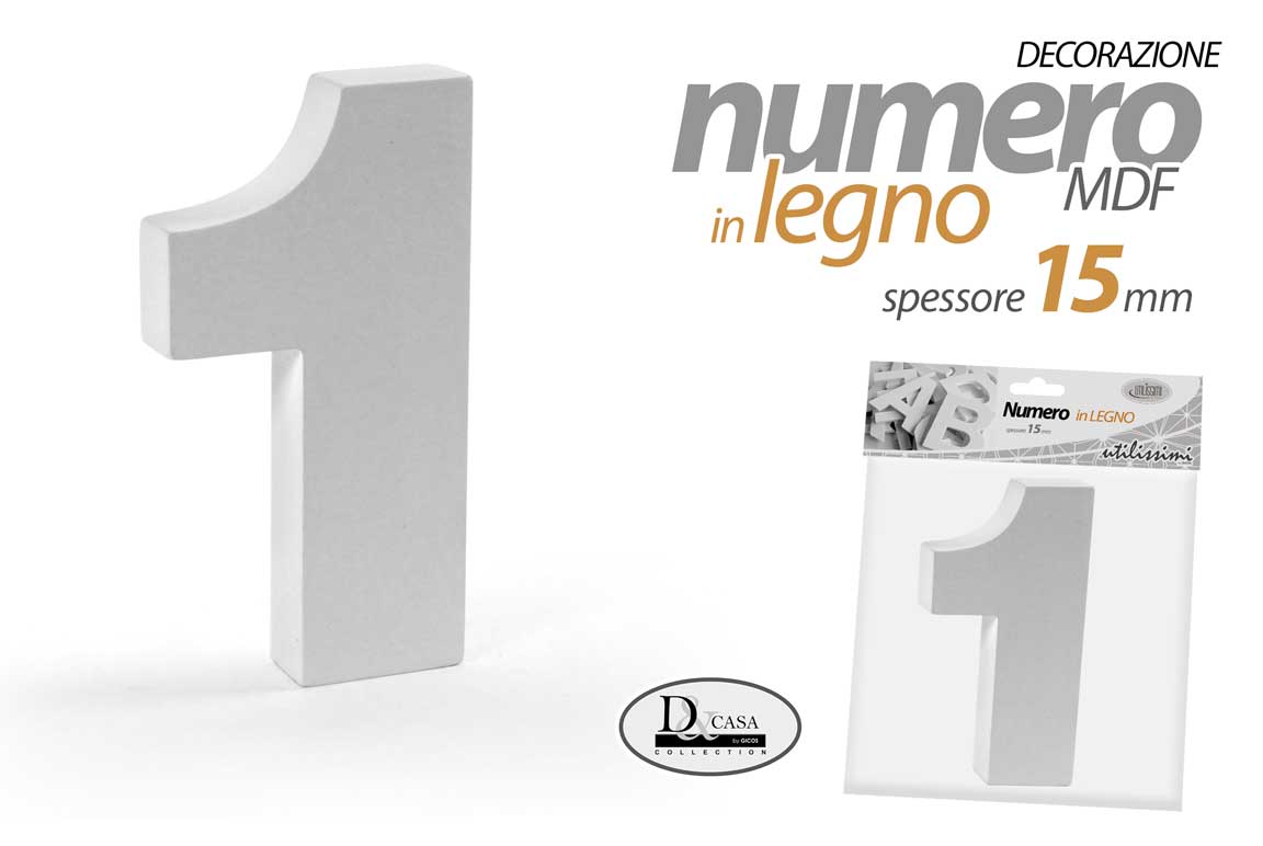 8025569835742 NUMERO UNO 1 DECORAZIONE TAVOLO COMPOSIZIONE FRASE LEGNO MDF BIANCO 10 cm - immagine 1