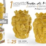 VASO TESTA DI MORO UOMO DONNA STIL SICILIA CENTROTAVOLA MEDITERRANEO 25cm
