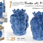 VASO TESTA DI MORO UOMO DONNA STIL SICILIA CENTROTAVOLA MEDITERRANEO 25cm