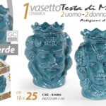 VASO TESTA DI MORO UOMO DONNA STIL SICILIA CENTROTAVOLA MEDITERRANEO 25cm
