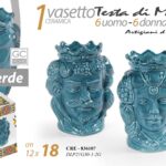 VASO TESTA DI MORO UOMO DONNA STIL SICILIA CENTROTAVOLA MEDITERRANEO 18cm