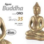 BUDDHA BUDDA STATUA SEDUTO MEDITAZIONE CERAMICA ORO COLOR ORIENTALE CASA 35 CM