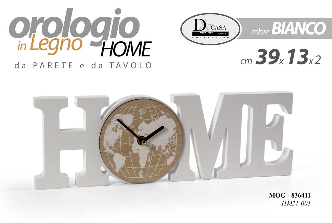 8025569836411 OROLOGIO DA PARETE E TAVOLO LEGNO DESIGN HOME SHABBY CHIC 39*13*2CM - immagine 1