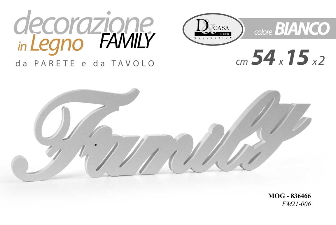 8025569836466 PANNELLO FAMIGLIA DA PARETE TAVOLO LEGNO CLASSICO MODERNO BIANCO FAMILY 54*15*2 - immagine 1