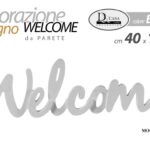 PANNELLO DA PARETE LEGNO CLASSICO MODERNO BIANCO DECORATIVO WELCOME 40*13 cm