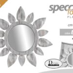 SPECCHIO BIANCO GIRASOLE FIORE ANTICATO PARETE MOBILI ARMADIO BAGNO 25 CM