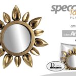 SPECCHIO FIORE GIRASOLE ORO ANTICATO PARETE ARMADIO BAGNO SPECCHIETTO 25 CM