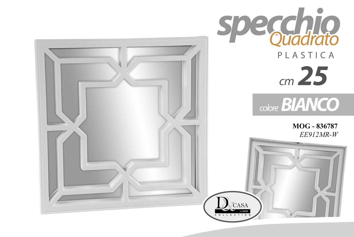 8025569836787 SPECCHIO QUADRATO BIANCO ANTICATO PARETE MURO MOBILI ARMADIO BAGNO 25 CM - immagine 1