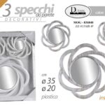 SET 3 SPECCHI PARETE DECORATIVI ANTIC SPECCHIO LIBERA INSTALLAZIONE OND 25-35cm