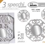 SET 3 SPECCHI PARETE DECORATIVI ANTIC SPECCHIO LIBERA INSTALLAZIONE ORGA 25-35cm