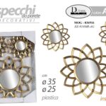 SET 3 SPECCHI PARETE DECORATIVI ORO ANTIC SPECCHIO LIBERA INSTALLAZIONE 20-35cm