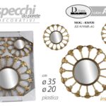 SET 3 SPECCHI PARETE DECORATIVI ORO ANTICO SPECCHIO LIBERA INSTALLAZIONE 20-35cm
