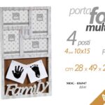 PORTAFOTO MULTIPLO CON BACHECA DA PARETE BIANCO FAMILY CORNICE 4 FOTO PLAS 49*28