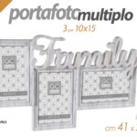 PORTAFOTO MULTIPLO DA PARETE BIANCO ANTICATO FAMILY CORNICE 3 FOTO PLAST 41*25cm