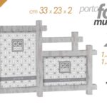 PORTAFOTO MULTIPLO PARETE TAVOLO CORNICE BIANCO ANTICATO 2 FOTO PLAST 33*23 CM