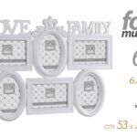 PORTAFOTO MULTIPLO DA PARETE BIANCO LOVE FAMILY CORNICE 6 FOTO 10*15 PLAST 45*53