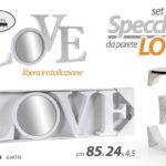 4 PZ SPECCHI PARETE DECORATIVI LOVE AMORE SPECCHIO LIBERA INSTALLAZIONE 85*24