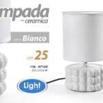 LAMPADA LUMETTO ABAT JOUR DA TAVOLO COMODINO E14 BASE CERAMICA RILIEVO LUX 25*15