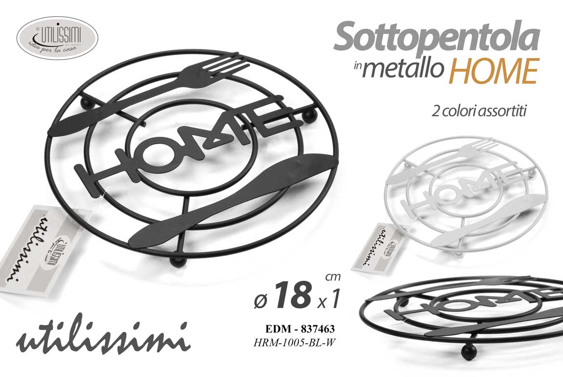 8025569837463 Sotto pentola protezione tavola moderno home cucina metallo nero bianco ass 18cm - immagine 1