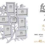 PORTAFOTO MULTIPLO DA PARETE TAVOLO BIANCO RAMO ROSE CORNICE 7 FOTO PLAST 46*55
