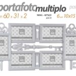 PORTAFOTO MULTIPLO DA PARETE TAVOLO BIANCO DEC CHIAVE CORNICE 6 FOTO PLAST 60*31