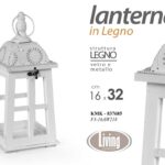 LANTERNA LEGNO PORTACANDELA TEA LIGHT CASA EVENTI GIARDINO BIANCO GREZZO 32*16cm