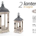 SET 2 LANTERNE PORTACANDELA LANTERNA METAL LEGNO CASA EVENTI GIARDINO 72 e 47 cm