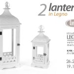 SET 2 LANTERNE PORTACANDELA LANTERNA METALLO LEGNO EVENTI GIARDINO 72 e 47 cm