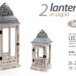 SET 2 LANTERNE PORTACANDELA LANTERNA METAL LEGNO CASA EVENTI GIARDINO 70 e 42 cm