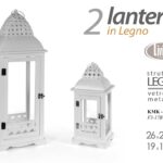 SET 2 LANTERNE PORTACANDELA LANTERNA METALLO LEGNO EVENTI GIARDINO 70 e 42 cm