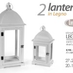 SET 2 LANTERNE PORTACANDELA LANTERNA LEGNO METAL CASA EVENTI GIARDINO 61 e 39 cm