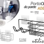 Portaoggetti da parete adesivo bagno organizer phon mensola metallo ass 27 cm