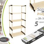 SCAFFALE MODULARE 5 RIPIANI LEGNO CUCINA BAGNO INGRESSO MODERNO 117*28*56 cm