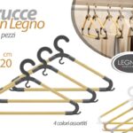 3 Grucce appendiabiti armadio salvaspazio legno metallo design moderno 43 cm