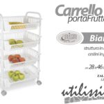 CARRELLO CUCINA PORTA FRUTTA METALLO 4 CESTE PLASTIC RUOTE BIANCO 90*28*46 cm