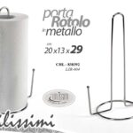 Porta rotolo cucina verticale tavola organizer salvaspazio metallo cromo 29 cm