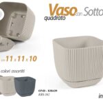 VASO PIANTE GRASSE FIORI SEMI VIVAI IN PLASTICA CON SOTTOVASO QUADRO
