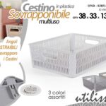 Cesto sovrapponibile salvaspazio dispensa cucina impilabile plastica ass 38x33