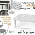 Mensola interna rialzo cucina mobile ripiano organizer dispensa plast 39*26*h15