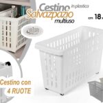 Cestino Organizer ruote salvaspazio estraibile mobile cucina dispensa 47x27x18