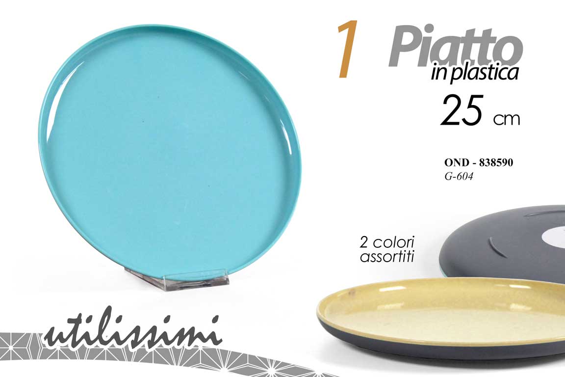 8025569838590 PIATTO PIANO TONDO BUFFET DOLCE TORTA APERITIVI CATERING MODERNO COLOR 25cm - immagine 1