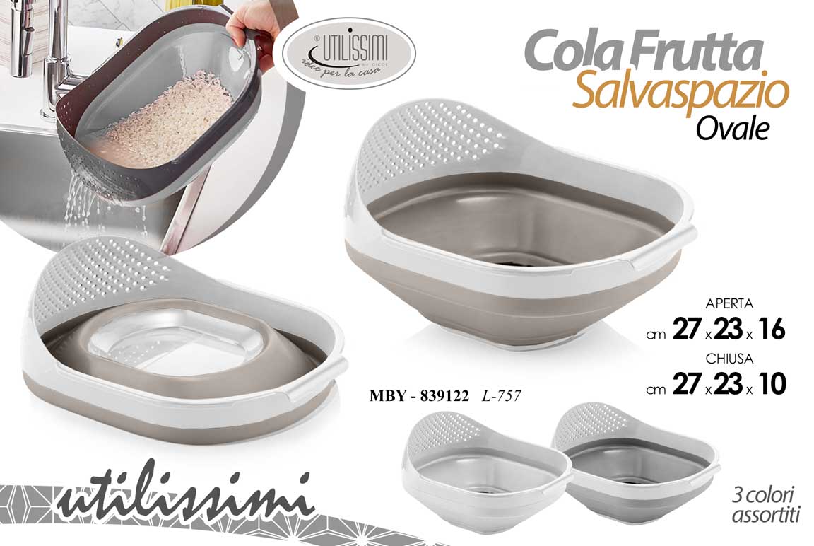 8025569839122 COLA FRUTTA SCOLA LAVAFRUTTA SALVASPAZIO OVALE COLINO VERDURA RICHIUDIBILE - immagine 1