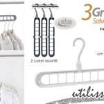 3 Grucce salvaspazio armadio magiche organizer appendini plastica ass 33x3,5 cm