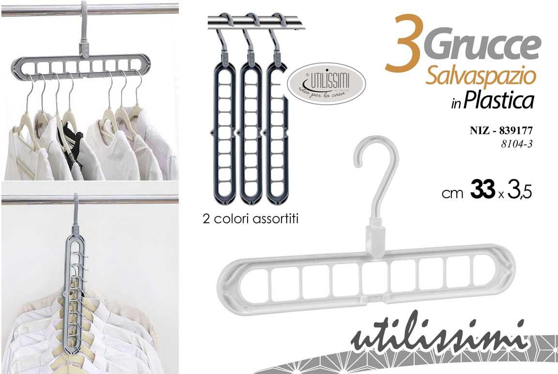 8025569839177 3 Grucce salvaspazio armadio magiche organizer appendini plastica ass 33x3,5 cm - immagine 1