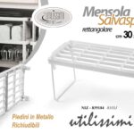 MENSOLA SALVASPAZIO ORGANIZER PENSILE CUCINA ARMADIO CASSETTI BIANCA 30*14*16 cm