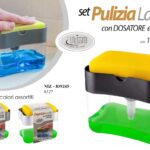 Dispenser dosa sapone piatti lavello automatica porta spugna cucina ass 14 cm