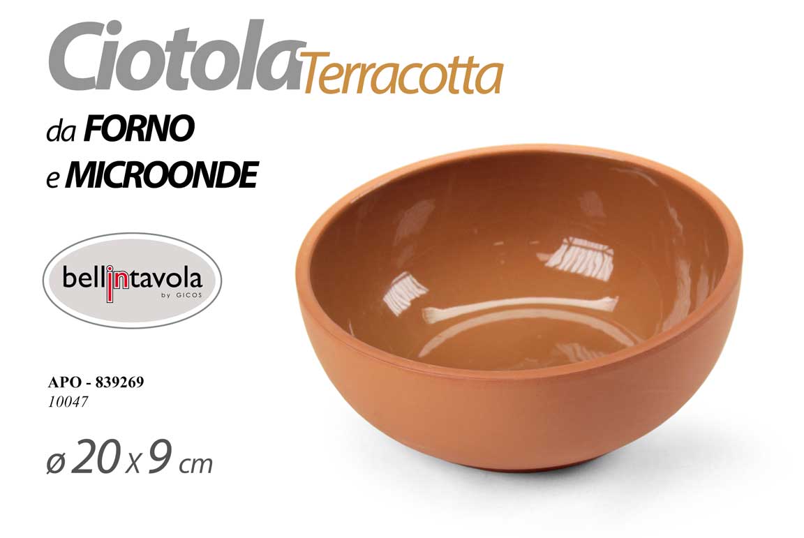 8025569839269 Ciotola forno microonde cottura portata rustica cucina terracotta smaltata 20x9 - immagine 1