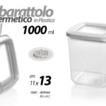 BARATTOLO ACRILICO TONDO FRIGO PASTA CEREALI CUCINA MULTIUSO 1000ML 11*13 cm